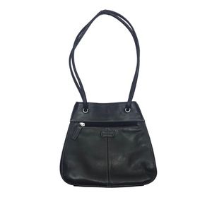 Fossil Black Leather Two-Strap Shoulder Bag